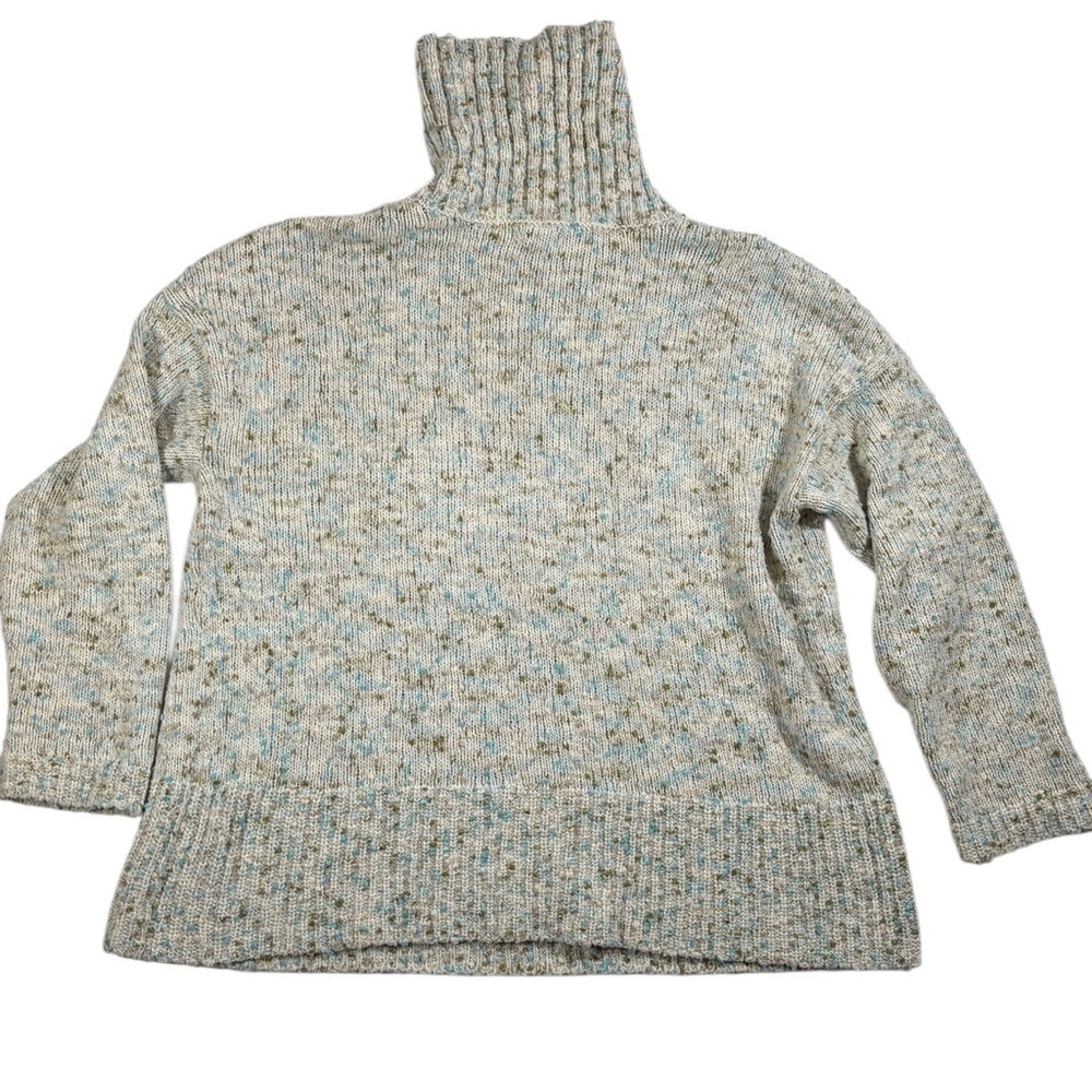J. Jill Turtleneck Sweater Lagenlook Cozycore Cottagecore Size M Neutral Melange
